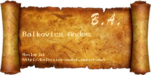 Balkovics Andos névjegykártya